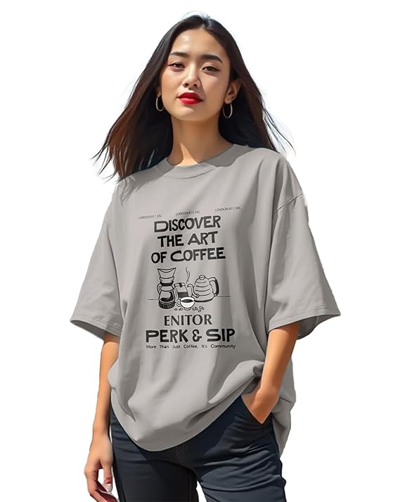 MODAMYST Coffee Aesthetic Oversized T-Shirt