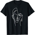 MODAMYST Women’s Black Abstract Face Line Art Oversized T-Shirt | Minimal Aesthetic Tee