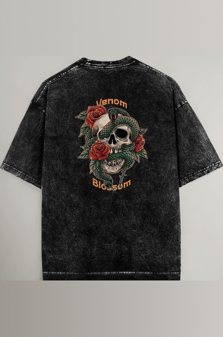 Acid Wash Skull Art Streetwear T-Shirt