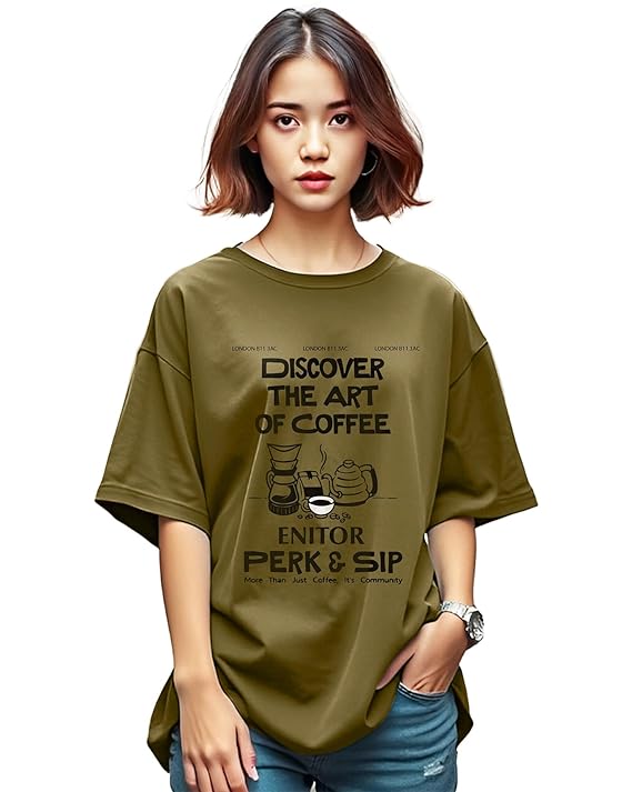 MODAMYST Coffee Aesthetic Oversized T-Shirt