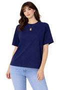 Women's Navy Blue Crew Neck T-Shirt – Casual & Comfortable Everyday Wear